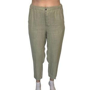 Reistor Hemp Pants Olive Green Ankle Straight Leg Trousers Summer Size Medium